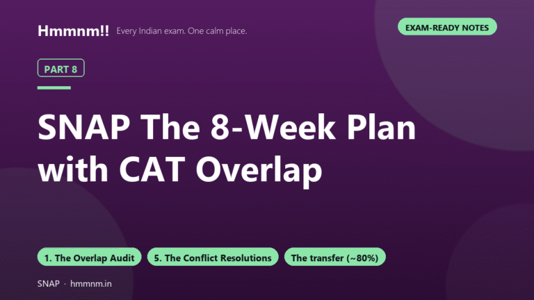 SNAP Part 8: The 8-Week Plan with CAT Overlap