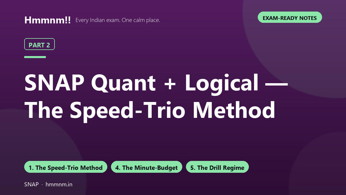 SNAP Part 2: Quant + Logical — The Speed-Trio Method, Exam-Ready Notes