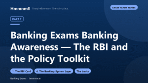 Banking Exams Part 7: Banking Awareness — The RBI and the Policy Toolkit, Exam-Ready Notes