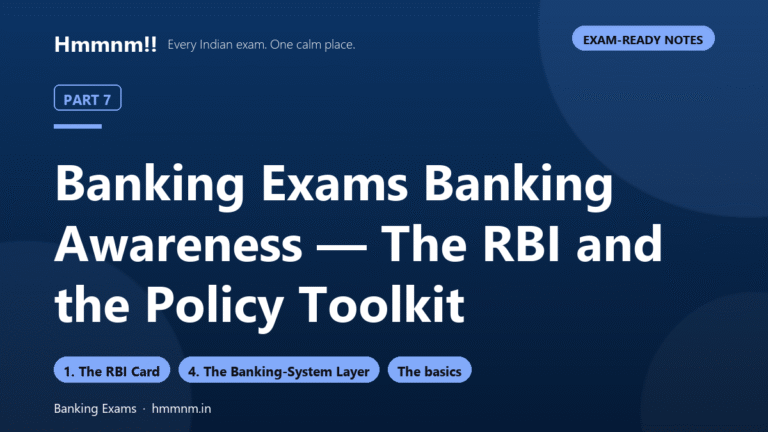 Banking Exams Part 7: RBI and the Policy Toolkit