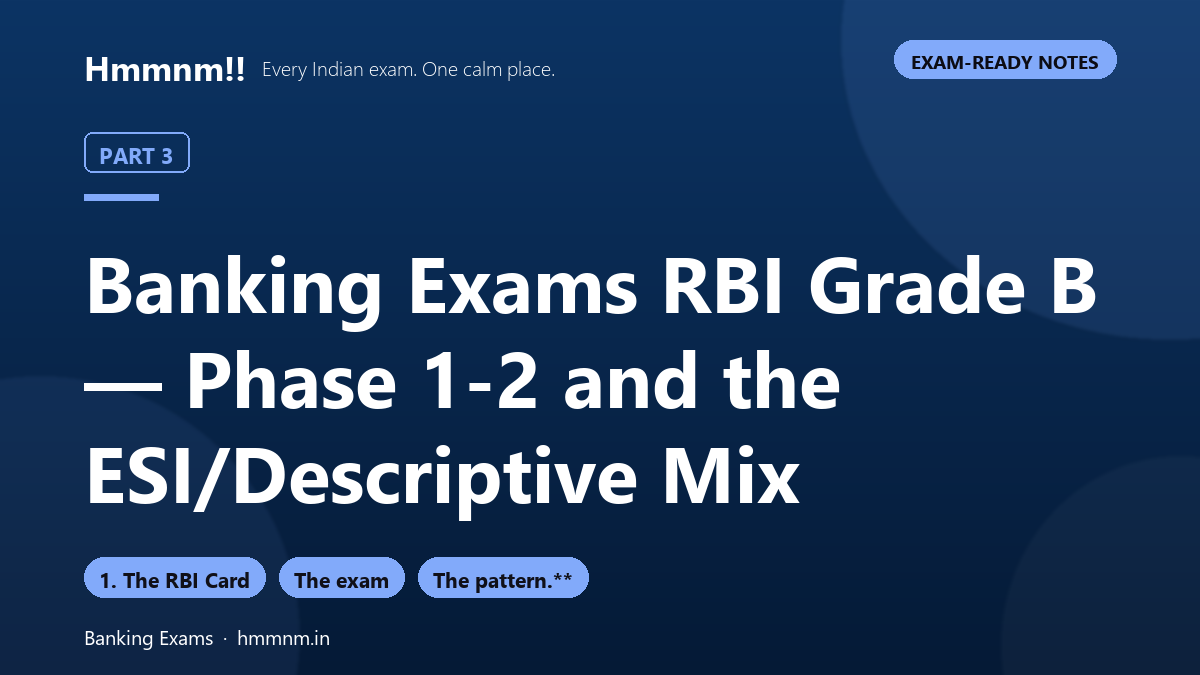 Banking Exams Part 3: RBI Grade B — Phase 1-2 and the ESI/Descriptive Mix, Exam-Ready Notes