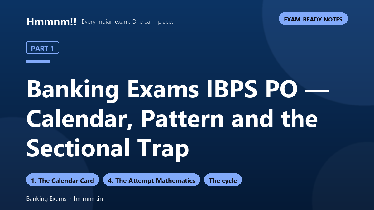 Banking Exams Part 1: IBPS PO — Calendar, Pattern and the Sectional Trap, Exam-Ready Notes