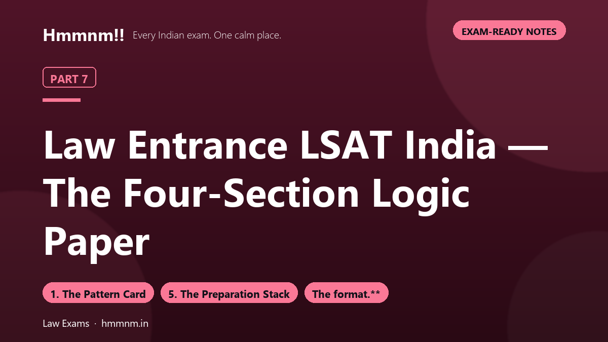 Law Entrance Part 7: LSAT India — The Four-Section Logic Paper, Exam-Ready Notes