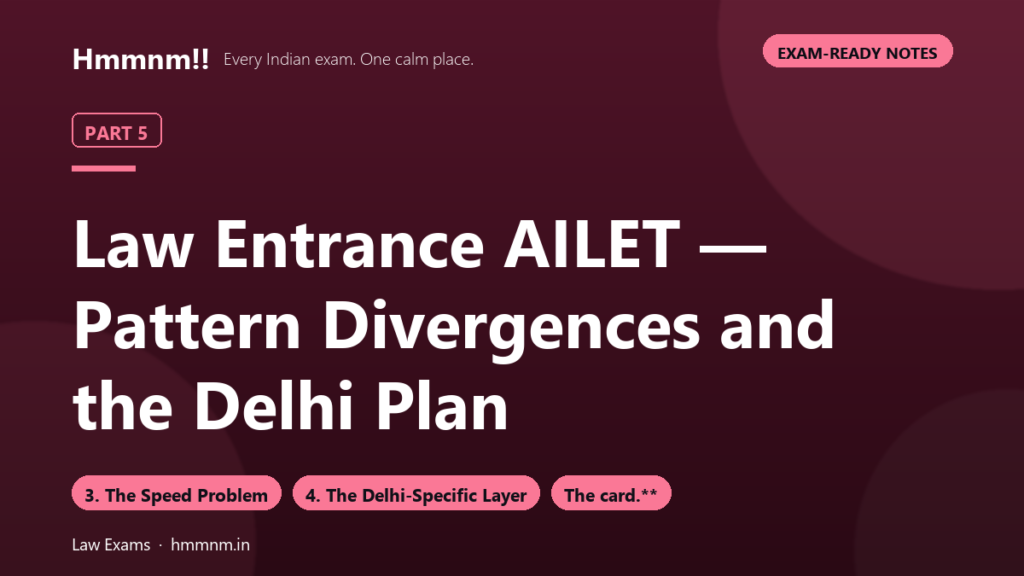 Law Entrance Part 5: AILET Pattern Divergences