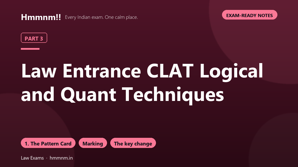 Law Entrance Part 3: CLAT Logical and Quant Techniques, Exam-Ready Notes