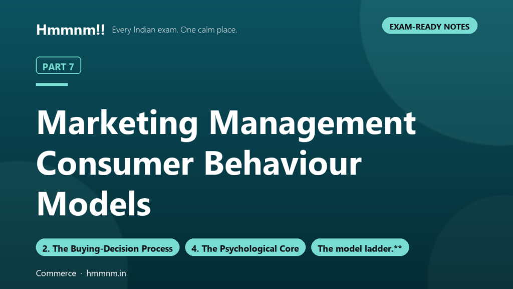Marketing Management Part 7: Consumer Behaviour Models