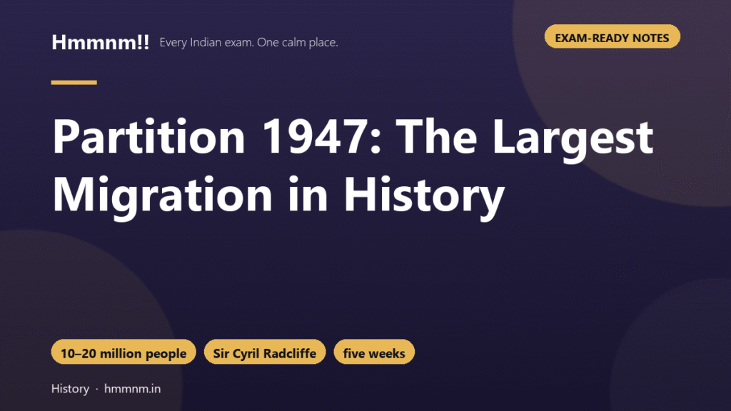 Partition 1947: The Largest Migration in History, Exam-Ready Notes