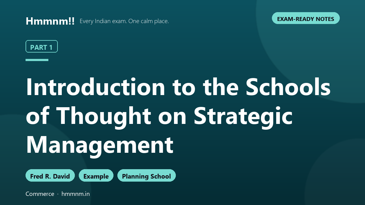 Introduction to the Schools of Thought on Strategic Management: Part 1