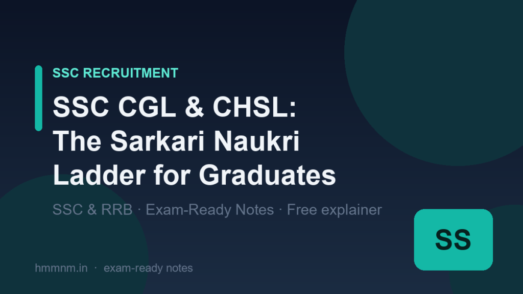 SSC CGL and CHSL: The Sarkari Naukri Ladder for Graduates, Exam-Ready Notes