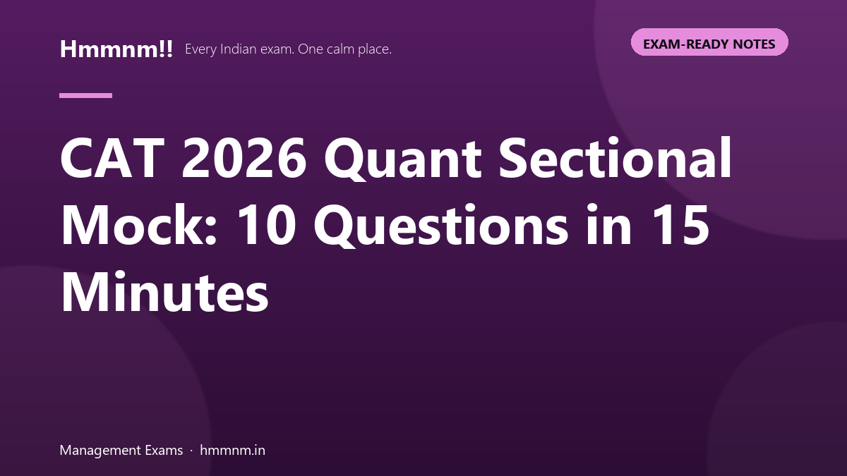 Timed CAT 2026 quantitative aptitude sectional mock test with 10 questions in 15 minutes