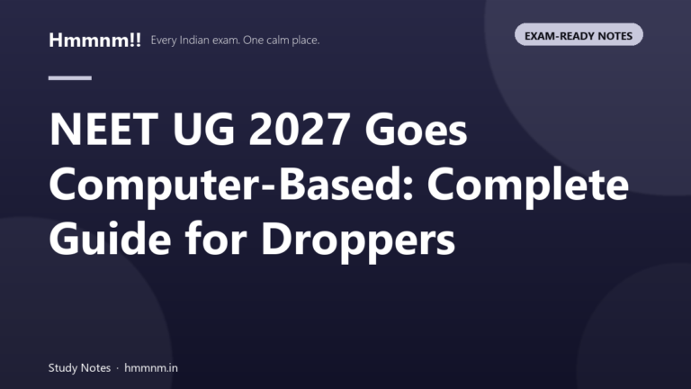 NEET UG 2027 Goes Computer-Based: Complete Guide for Droppers