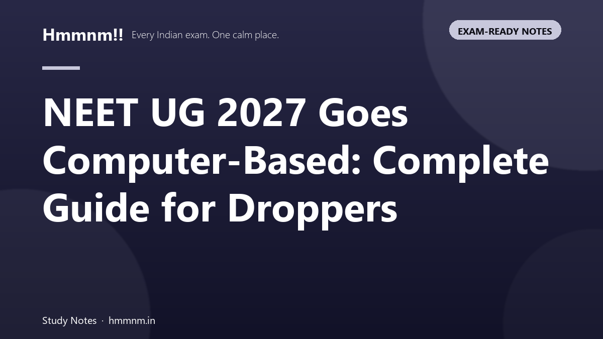 NEET UG 2027 computer-based exam guide with preparation tips for dropper students