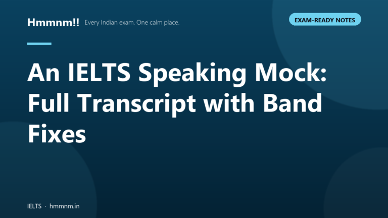 IELTS speaking mock exam transcript showing corrected answers with band score improvements.