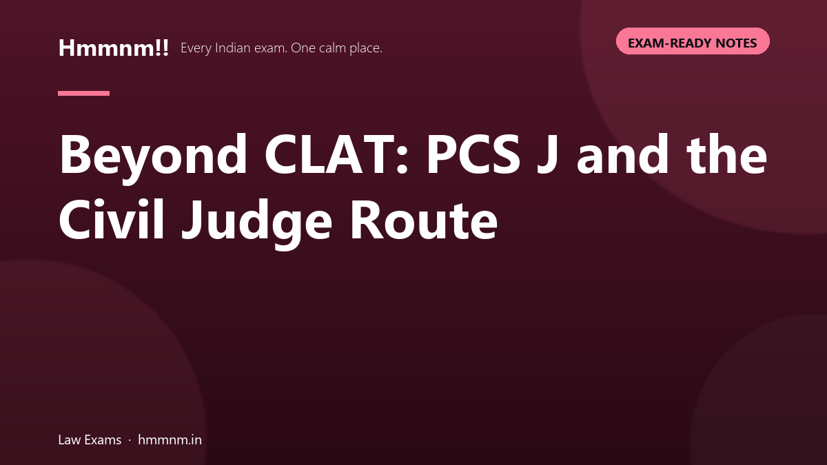 Infographic explaining the PCS J civil judge pathway as an alternative career route beyond CLAT exam.