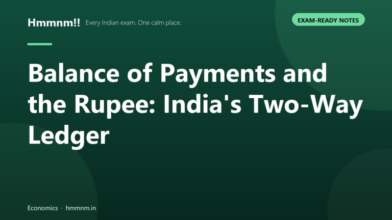 Illustration of India's balance of payments ledger showing rupee inflows and outflows
