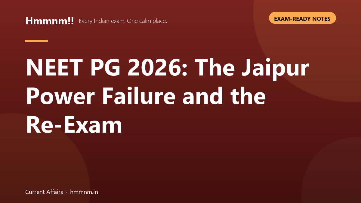 NEET PG 2026 Jaipur power failure re-exam explained with exam-ready notes for aspirants
