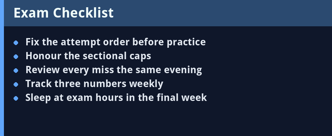 Exam checklist - actionable revision steps
