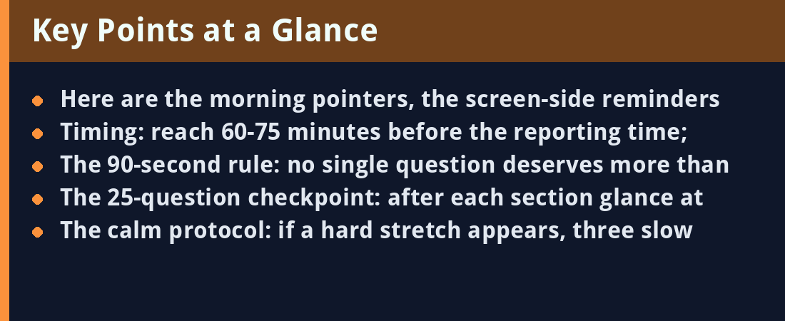 SSC CGL Tier-1 Exam Day (September 15) - key points summary card