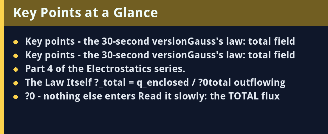 Gauss's Law: Counting Field Through a Surface - key points summary card