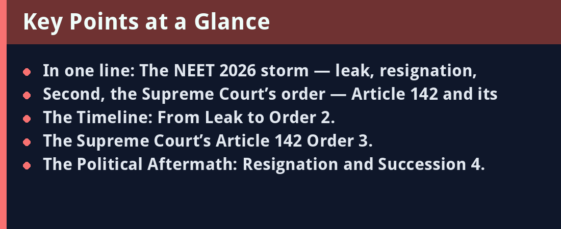 The NEET 2026 Storm - key points summary card