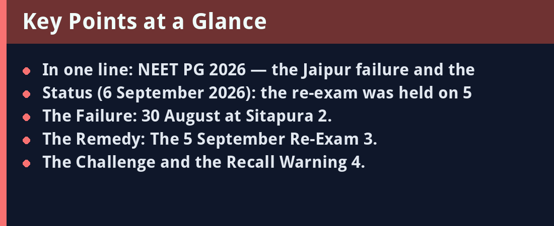 NEET PG 2026 - key points summary card