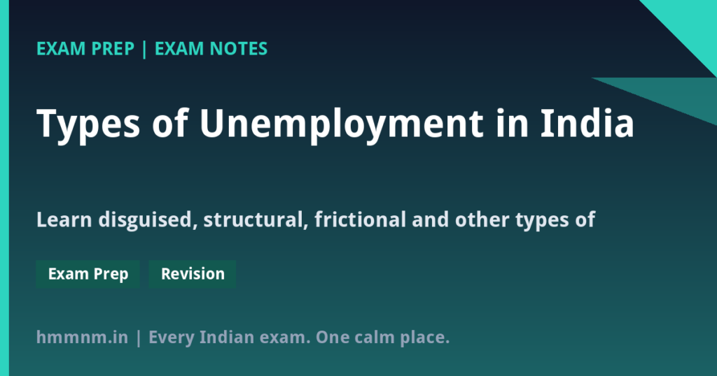Types of Unemployment in India: Disguised, Structural, Frictional — Examples & Government Schemes