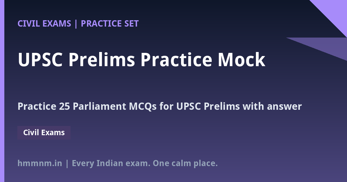 You are currently viewing UPSC Prelims Practice Mock: Parliament – 25 Solved MCQs with Explanations