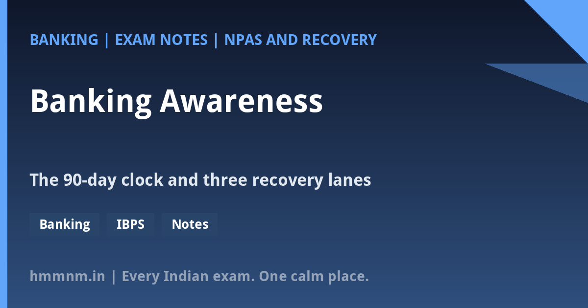You are currently viewing Banking Awareness: NPAs, the 90-Day Clock and the Recovery Toolkit from SARFAESI to IBC