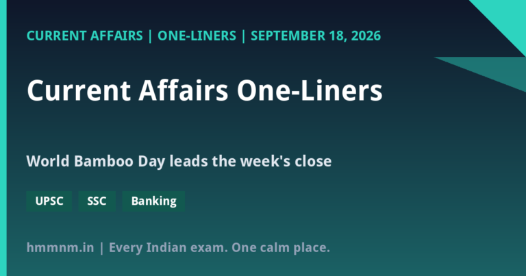 Current Affairs One-Liners: September 18, 2026 – World Bamboo Day Capsule