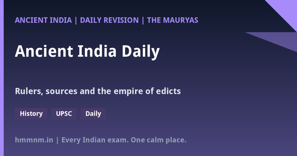 Ancient India Daily: The Mauryan Empire – Rulers, Sources and Ashoka in One Page