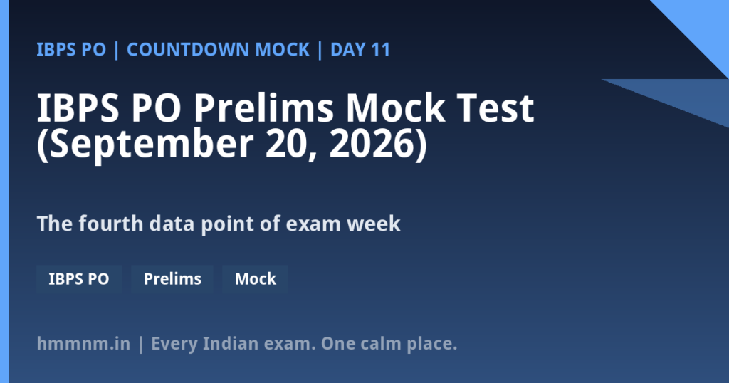 IBPS PO Prelims Mock Test (September 20, 2026): 100 Questions with Answers – Day 11