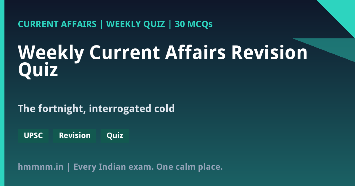 Weekly Current Affairs Revision Quiz: September Week 3 - 30 Solved Questions - featured card