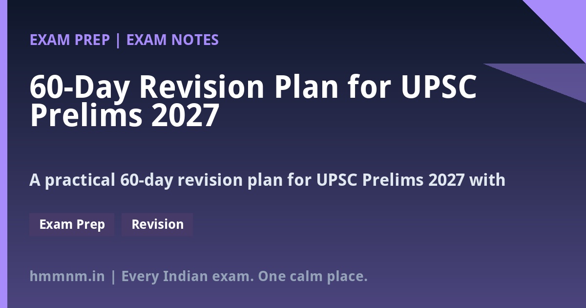 You are currently viewing 60-Day Revision Plan for UPSC Prelims 2027: Subject-Wise Schedule & Daily Timetable