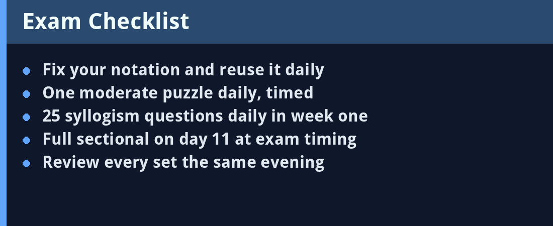 Exam checklist - actionable steps