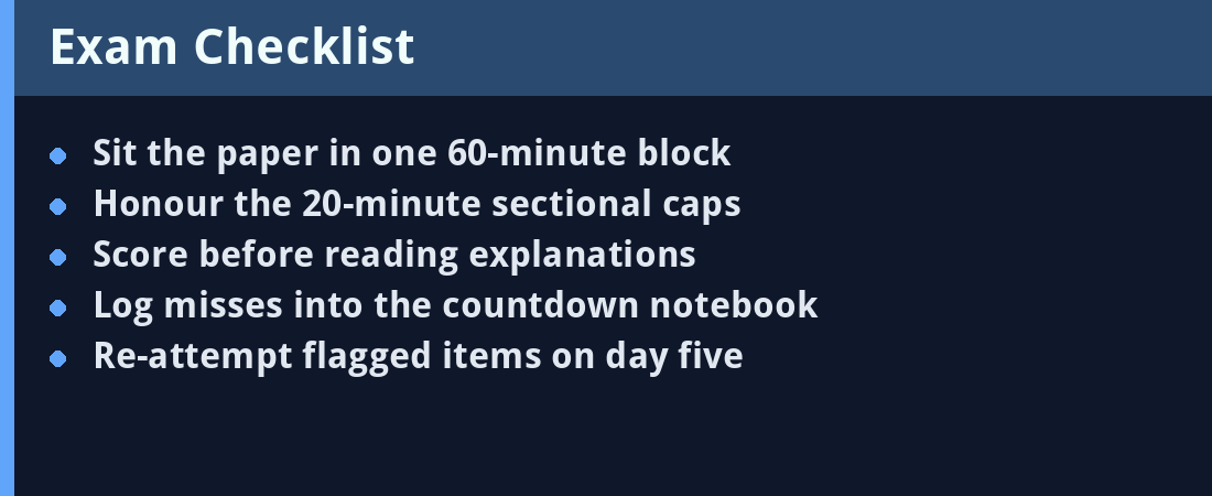 Exam checklist - actionable steps