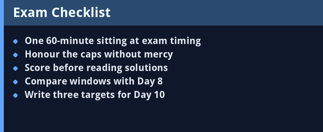Exam checklist - actionable steps