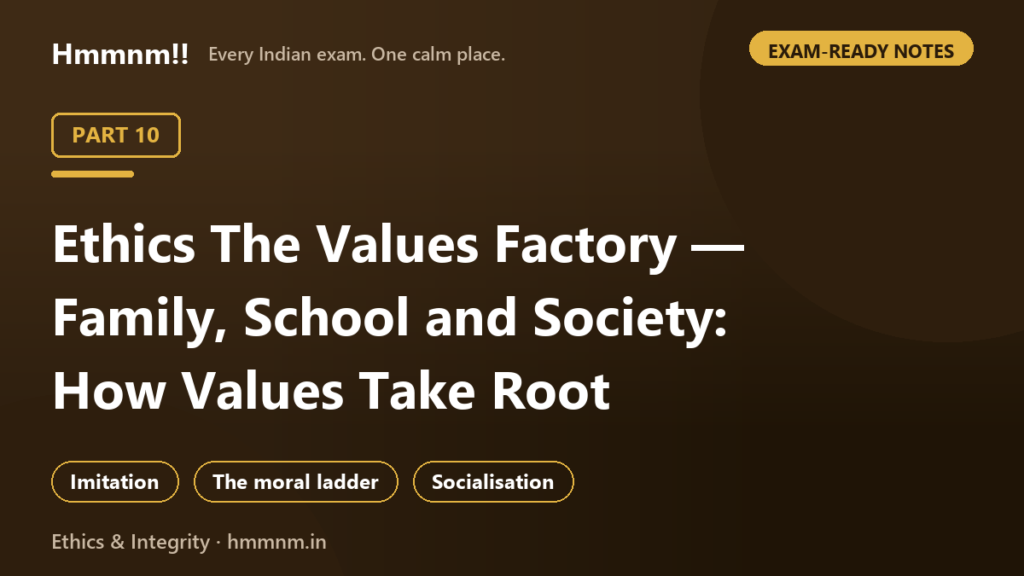 Ethics Part 10: The Values Factory — Family, School and Society, Exam-Ready Notes