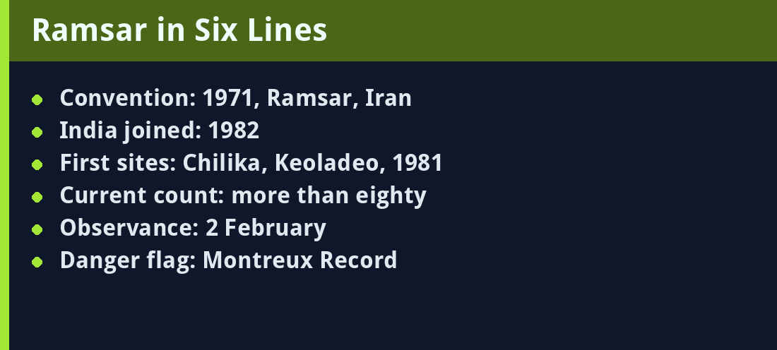 Ramsar in Six Lines - key facts panel