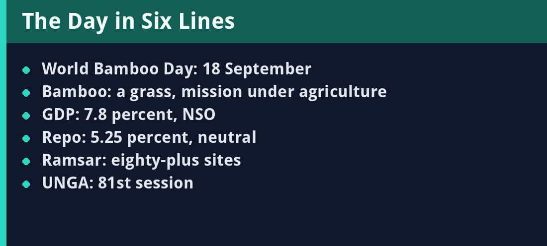 The Day in Six Lines - key facts panel