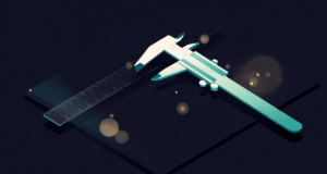Editorial illustration of precision measuring instruments with scale marks dissolving into bokeh