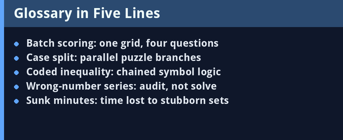 Glossary card - five key terms