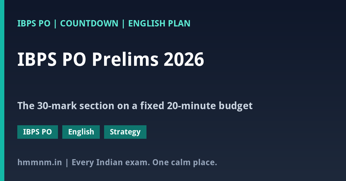 IBPS PO Prelims 2026: The English 30-Marks Scoring Plan in 18 Days - featured card