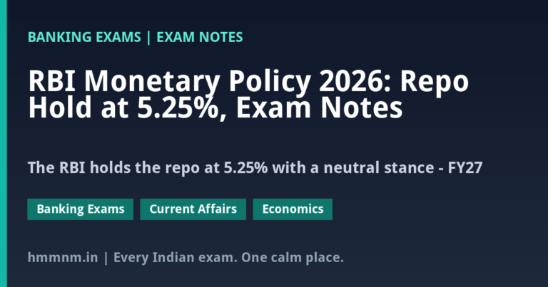 RBI Monetary Policy 2026: Repo Hold at 5.25%, Exam Notes