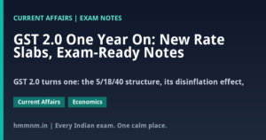 Read more about the article GST 2.0 One Year On: New Rate Slabs, Exam-Ready Notes
