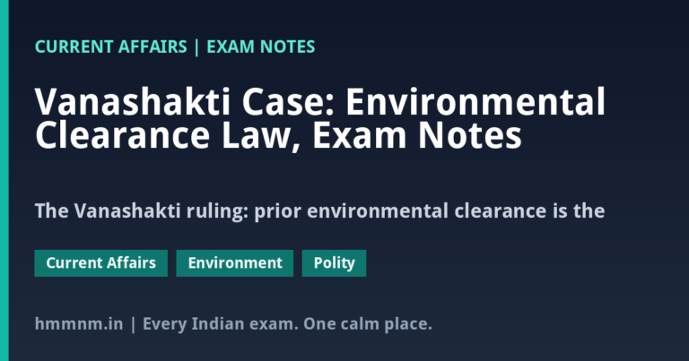 Vanashakti Case: Environmental Clearance Law, Exam Notes