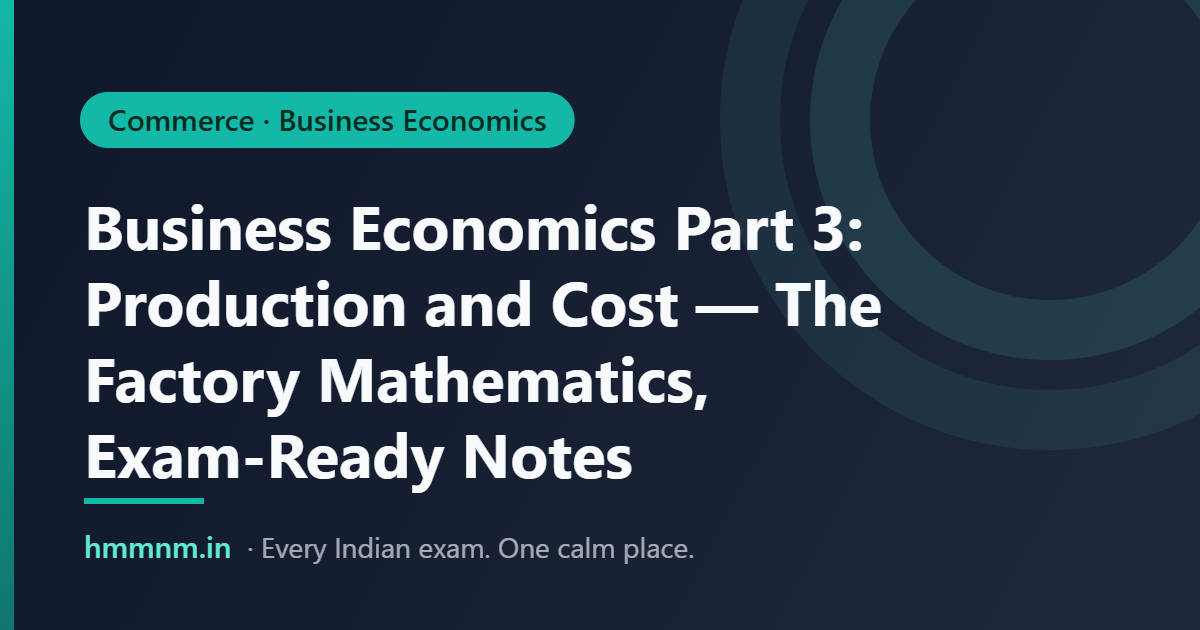 Featured card: Business Economics Part 3: Production and Cost — The Factory Mathematics, Exam-Ready Notes