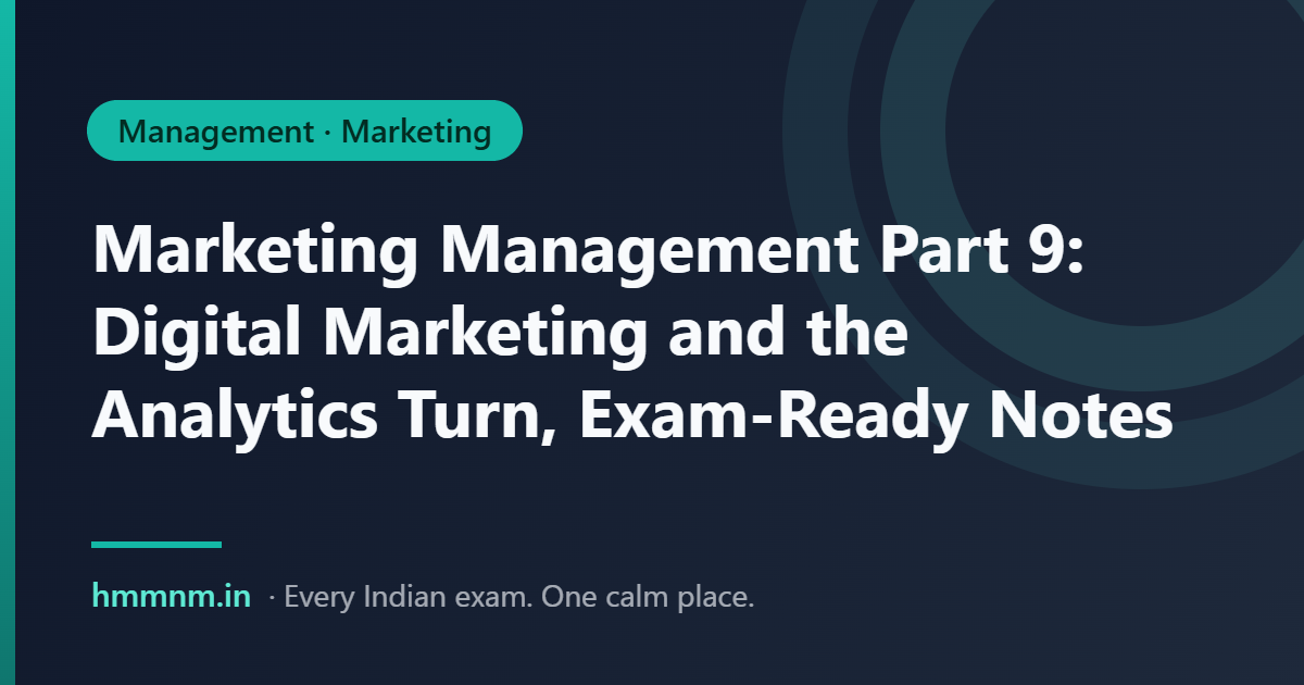 Featured card: Marketing Management Part 9: Digital Marketing and the Analytics Turn, Exam-Ready Notes