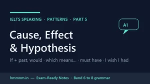 IELTS Speaking Part 5 card: cause, effect and hypothesis sentence patterns