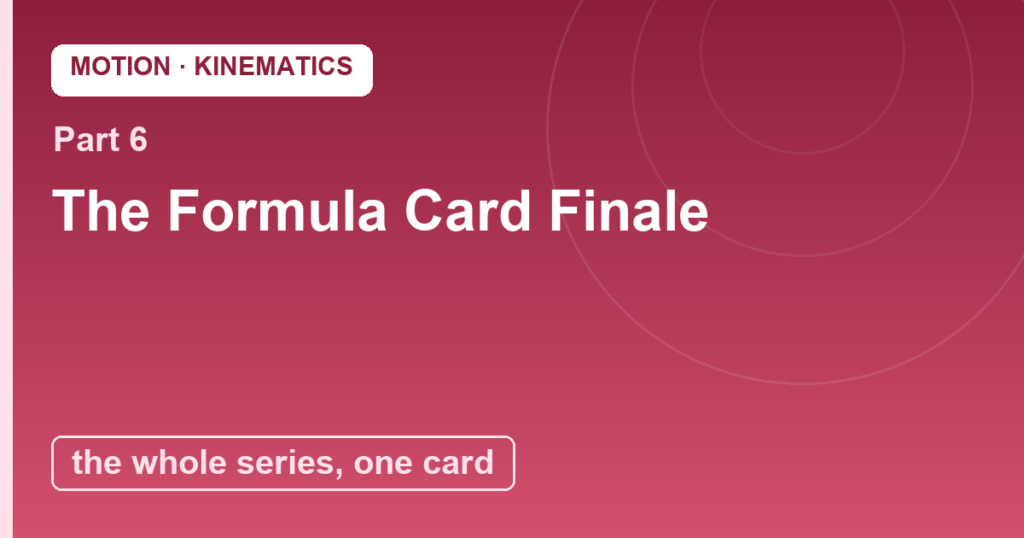 Motion Finale: The Formula Card and the Journey Home