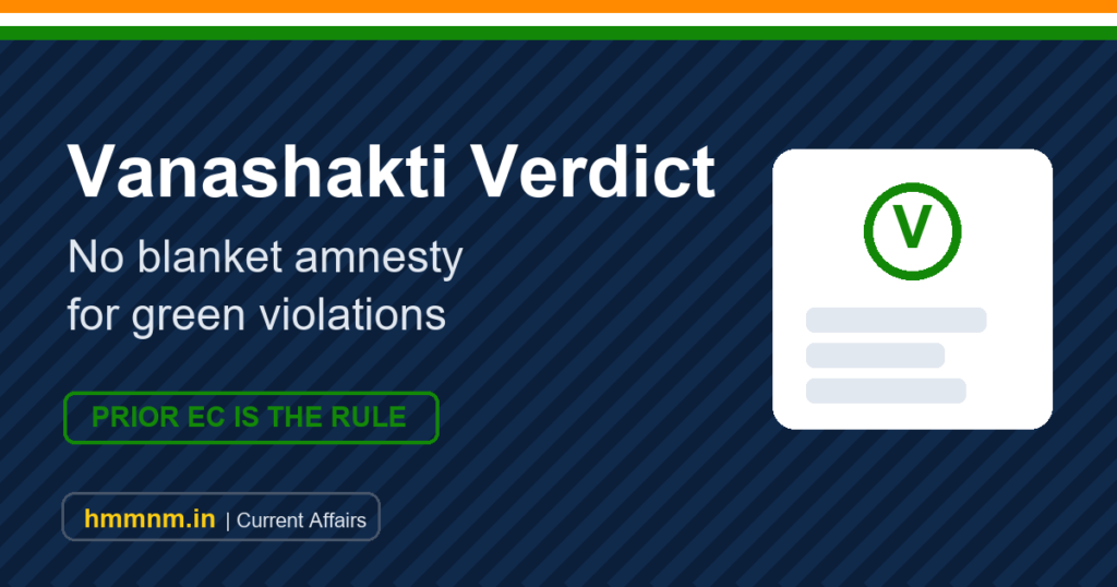 Vanashakti Case: Environmental Clearance Law, Exam Notes